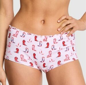 PINK Victoria's Secret Ribbed Pink Tulip Cowboy Boyshorts